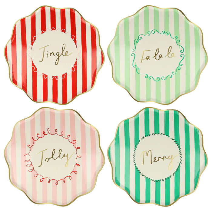 Christmas Striped Dinner Paper Plates