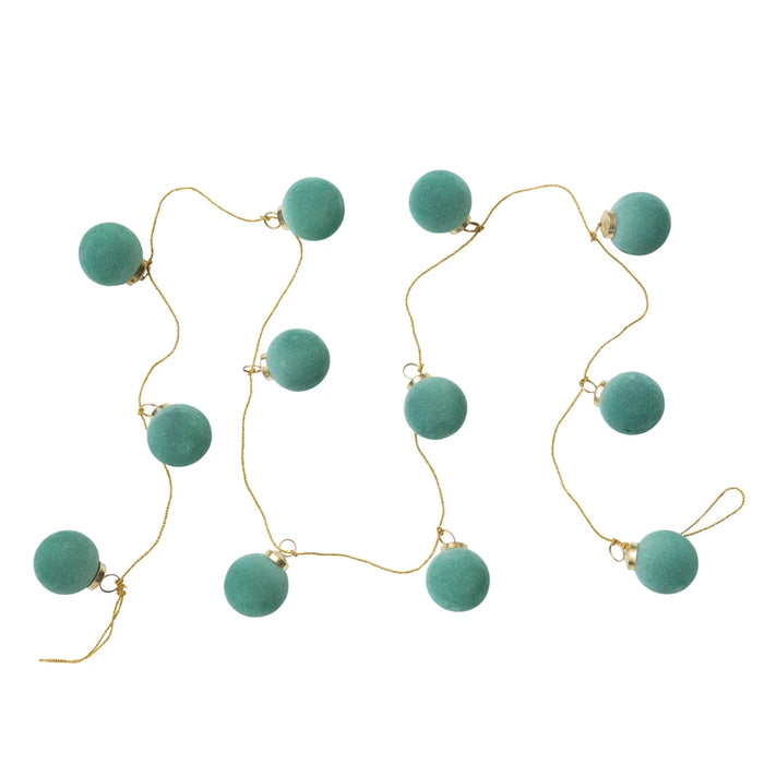 Flocked Glass Ball Ornament Garland