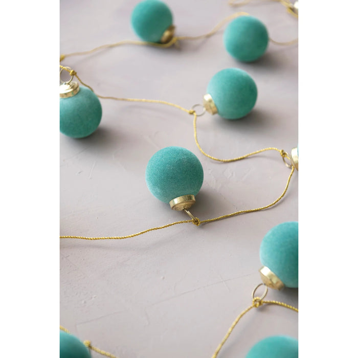 Flocked Glass Ball Ornament Garland