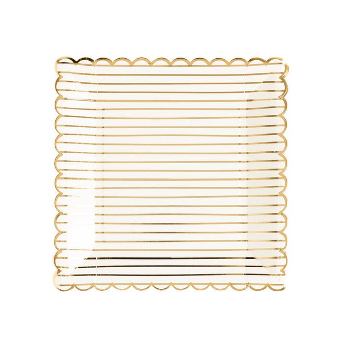 Golden Holiday Gold Stripes Scallop Plate