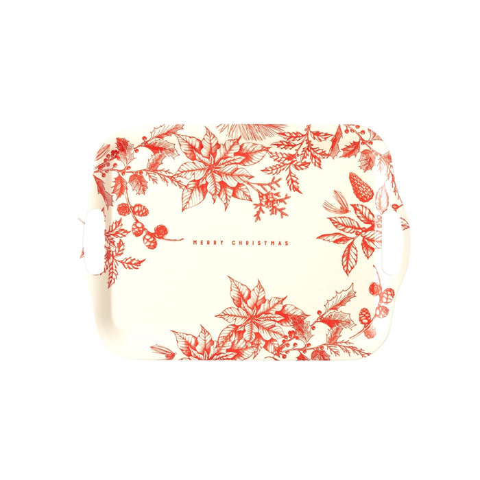 Floral Merry Christmas Reusable Bamboo Tray