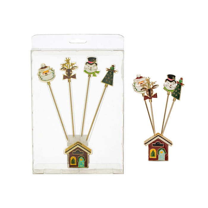 Christmas Icons Stainless Steel Serving Picks Set